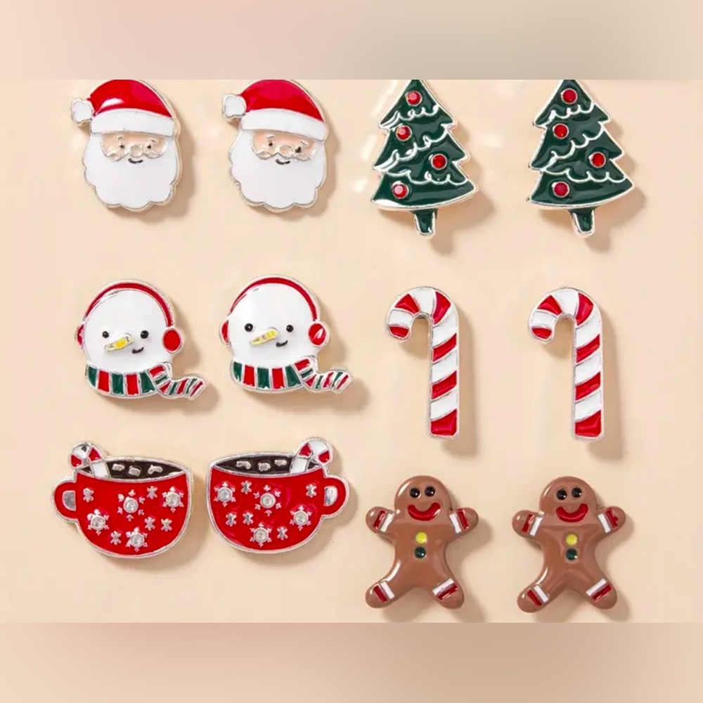*free gift giveaway* NEW 6 Pairs of Earrings. Cute Christmas Earrings. 6 pairs